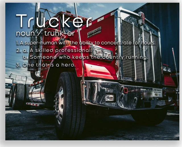 TRUCKER DEFINITION SEMI Truck Quotes Poster Dispatch Driver Convoy