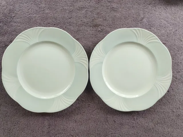 Villeroy & Boch DELTA Dinner Plates Light Blue White Mettlach 10" Set of 2