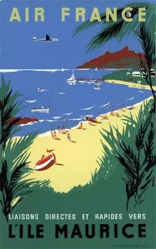 Affiche AIR FRANCE  -  L’Île Maurice - Renluc 1954