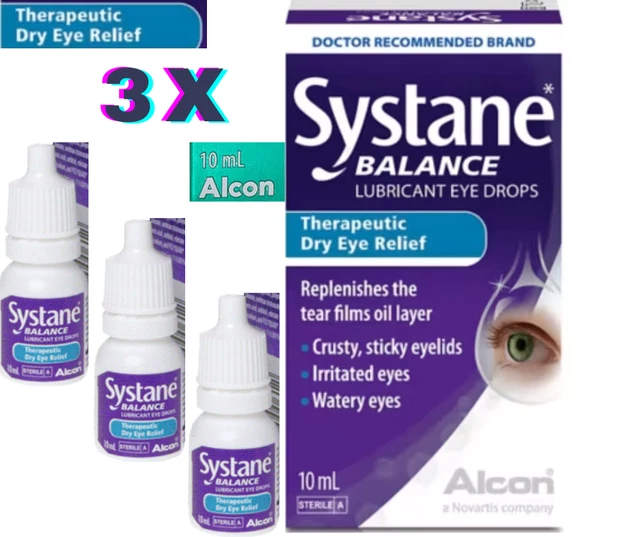 Systane Balance Gleitgel Augen Tropfen Trockene Symptom Linderung - Pk 3 X 10ml