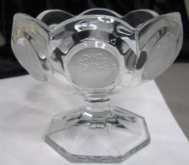 Fostoria Clear, Coin Glass, Footed Compote, Scalloped Bowl, Vintage