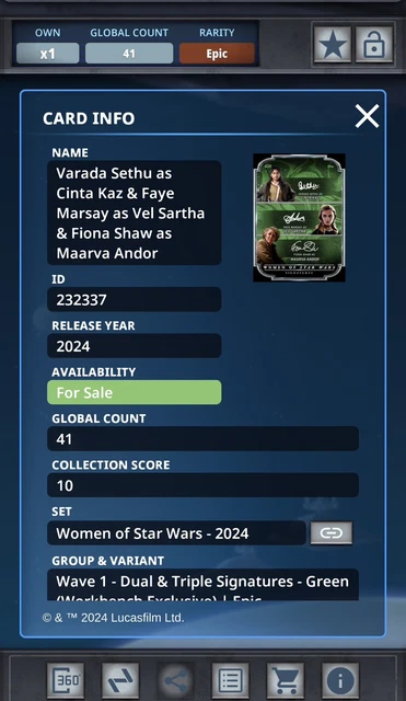 STAR WARS DIGITAL Card Trader Women Of Star Wars 2024 Epic Green