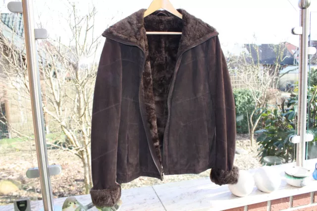 Tolle Lederjacke Felljacke Pelzjacke Winterjacke Größe ca.38