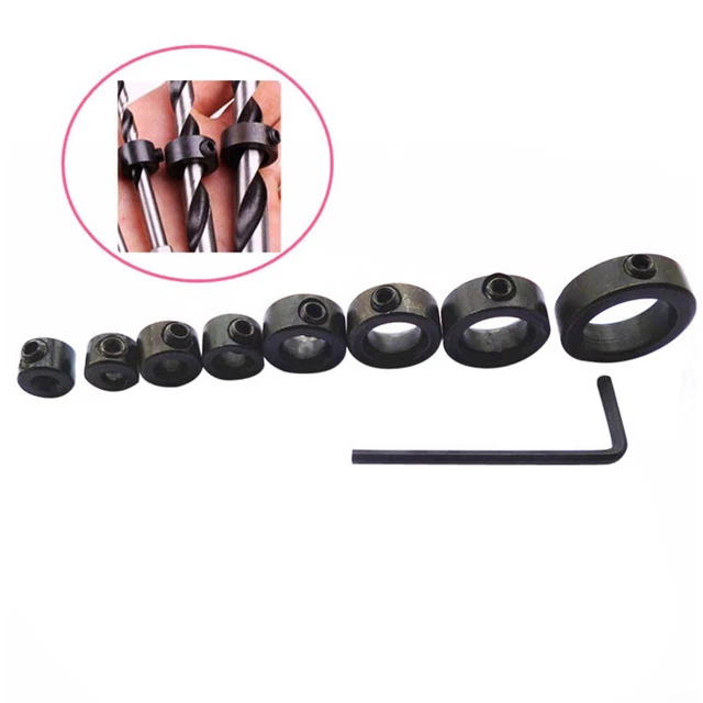 #X 3-16 mm Drill Bit Shaft Depth Stop Collars Ring Set Woodwork Drill Locator