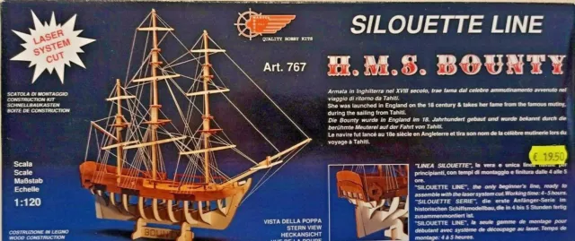 HMS Bounty 'Silouette' art.767 Mantua Model Modellismo Navale 1:120 Legno Laser