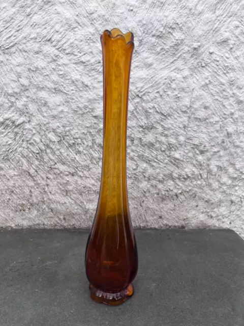LE Smith Simplicity Amber Swung Glass Vase 4103 6 Petal