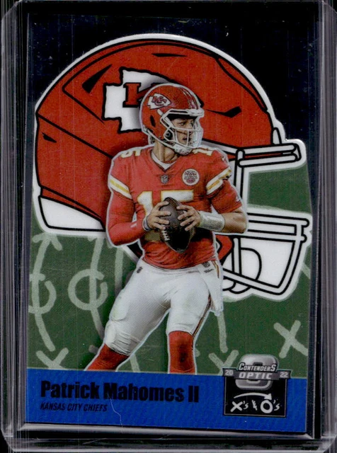 2022 Contenders Optic Patrick Mahomes II Blue Prizm X's & O's Die-Cut #19/99