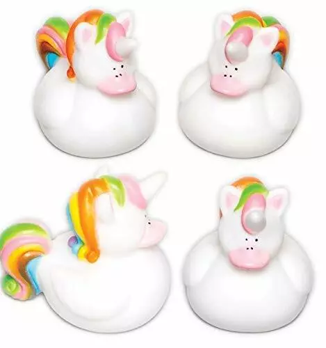 Baker Ross Rainbow Unicorn Rubber Ducks (Pack of 4) For Kids Party Bag Fillers