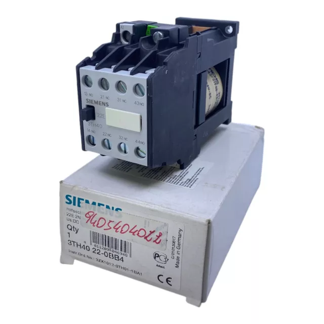 Siemens 3TH4022-0BB4 Auxiliary Contactor 24V 0,8 -1, 2 Dc 2S+2Ö/2NO+2NC