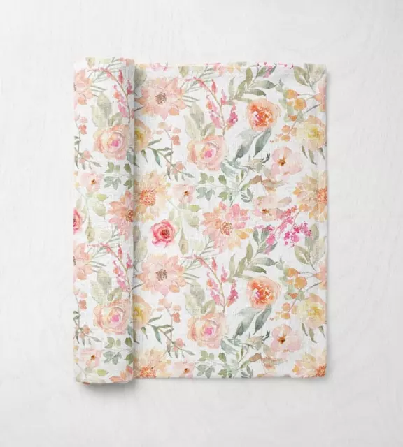 Rose Garden Floral Luxury Organic Bamboo Baby Muslin Swaddle Blanket Cloth Gift