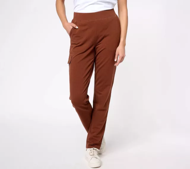 Sport Savvy French Terry Pull-On Pant w/ Cargo Pocke Cappuccino,Medium