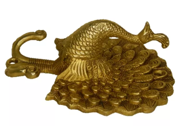Peacock Antique Finish Handmade Brass Clothes Towel Key Wall Mounted Hanger Hook 3