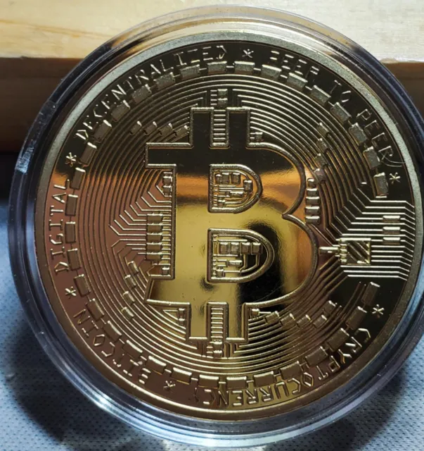 24K Gold Plated Bitcoin Collector Coin Authentic & Tangible BTC Cryptocurrency