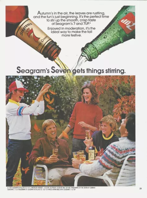 1984 Seagram's 7 Seven Crown Whisky 7UP Soda vintage Print Ad 80's Advertisement