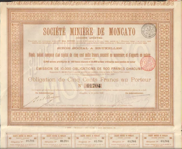 Obligation: Société Minière de MONCAYO (BELGIQUE ESPAGNE) (F)