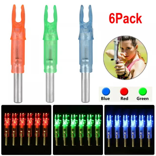 6PCS LED Lighted Arrow Nocks For Outdoor Hunting Compound Recurve Bow Archery