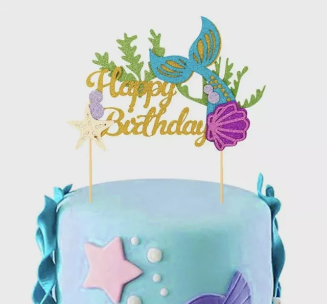 Little Mermaid Cake Topper Sea Animal Fairy Tale Birthday Party Cake Decoration