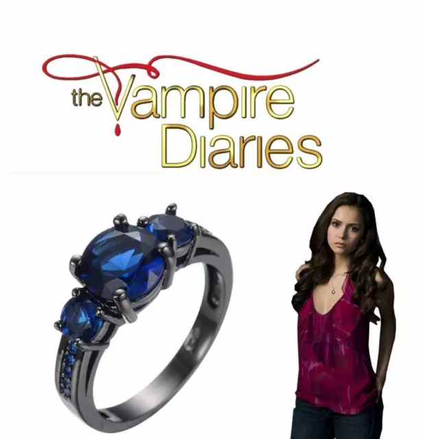 1 pc The Vampire Diaries Rings Elena Gilbert Daylight Rings Vintage Crystal  Ring With Blue Lapis