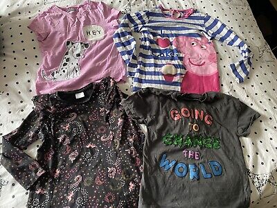 Girls 5-6 Year Tshirt Bundle - Peppa pig, Change The World, Dalmatian Etc
