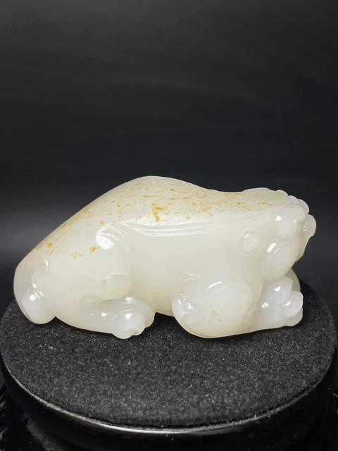 Chinese Exquisite Handmade Brave Troops carving Hetian Jade Statue 3