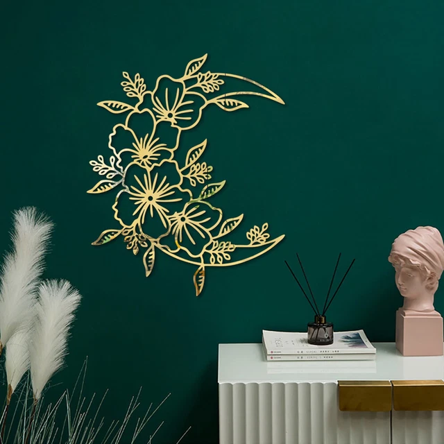 3D Blank Crescent Flower Moon Wall Stickers Home Decor