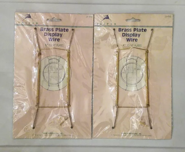 Par de cables de exhibición de placas de latón tripar para placas de 10"" a 14"" nuevo en paquete