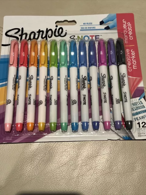 Sharpie S-Note Creative Chisel Tip Markers, Assorted Colours, 12