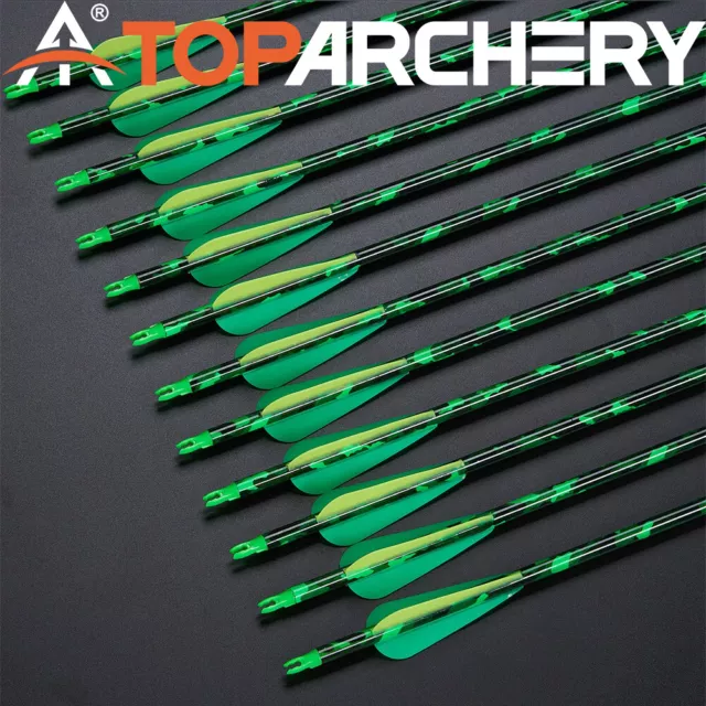 30" Hunting Arrows Archery Carbon Arrows Spine 500 for Compound Recurve Bow