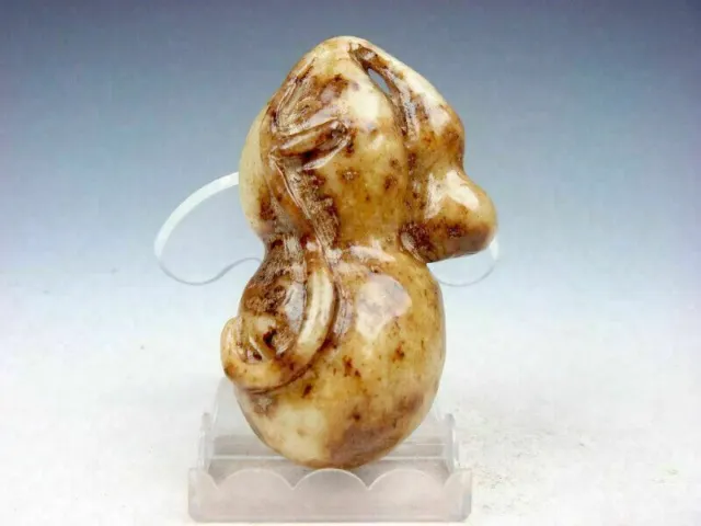 Old Nephrite Jade Stone Carved Sculpture Bottle Gourd HU-LU Baby Gourd #07241910