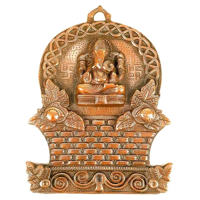 Handcrafted Aluminium Hindu Religious God Ganesha Wall Hanging Statue Figure G24