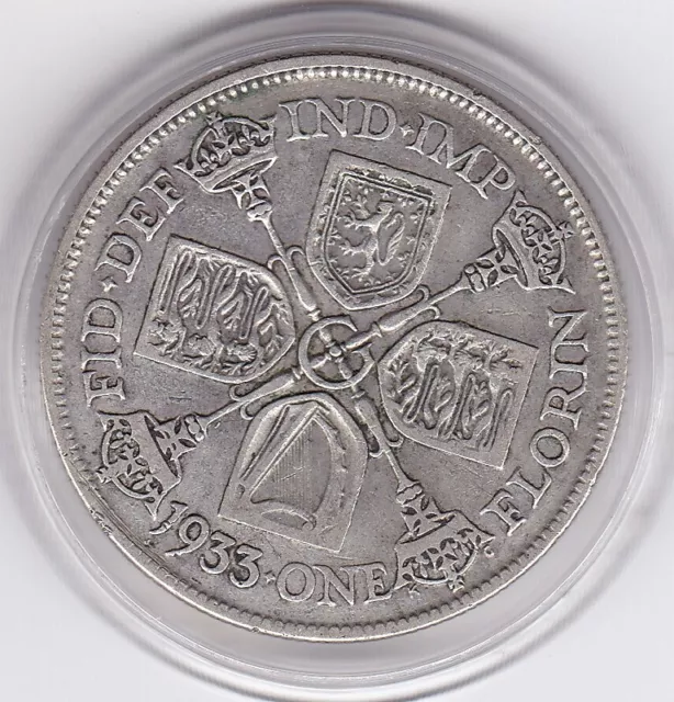 1933   King  George  V   Florin  (2/-) -  Silver  Coin