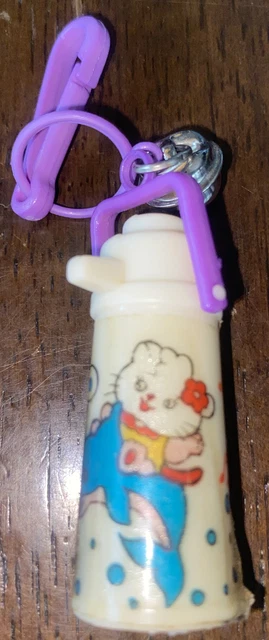 Rare Thermos Bears On Dolphin Vintage 1980s Plastic Bell Charm For Necklace