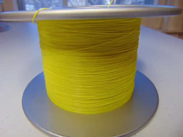 20 ft 34 AWG Silver Plated Copper PTFE Wire Yellow SPC Tonearm USA .0155 inch OD