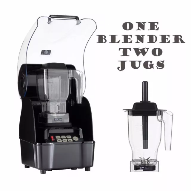 OmniBlend Pro Commercial Blender + Enclosure + 2 Jugs Ice Smoothie Milkshake Bar