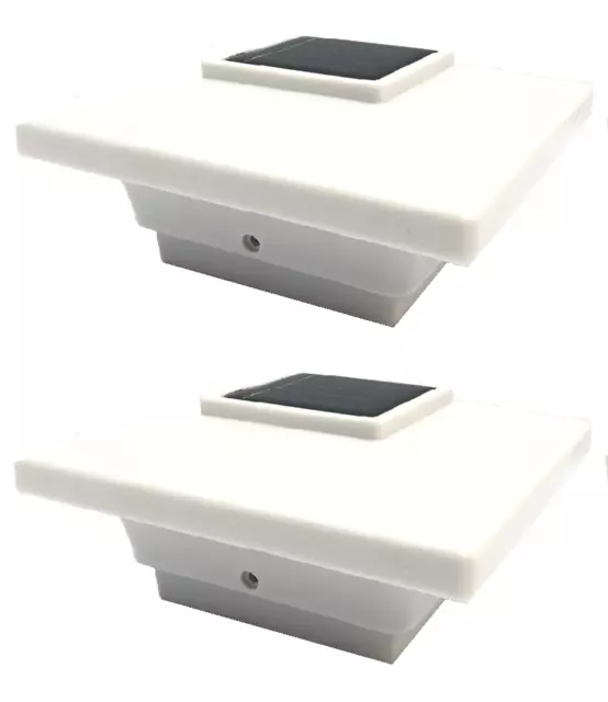 Solar Post Cap Deck Light 4x4 White Low Profile 4 SMD LEDs Sun (2 Pack) PL251