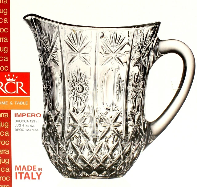 RCR ROYAL CRYSTAL Rock Pitcher Italy Impero Pattern New in Box
