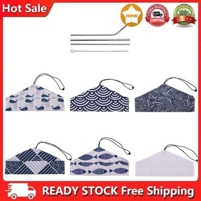 Reusable Stainless Steel Straight Bent Straw+Cleaning Brush Set Bar Coffee