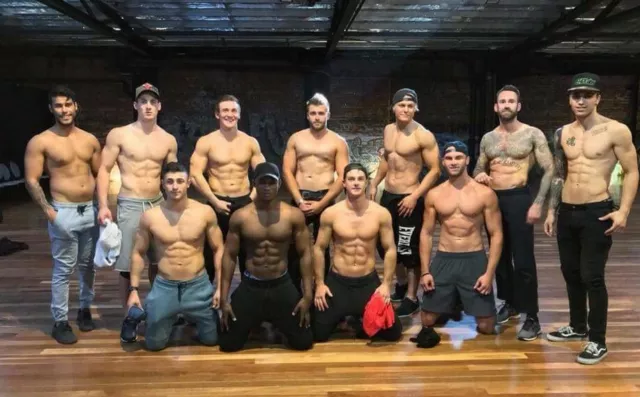 Shirtless Male Muscular Muscle Jock Hunks Beefcake Fit Crew Group Photo