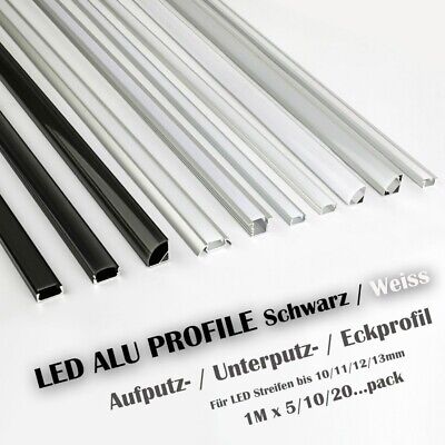 LED Sagoma Profilo Alluminio Guida Barra per Striscia Anodizzato Set 1m