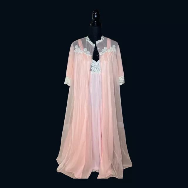VINTAGE VAN RAALTE Peignoir Set Nightgown And Robe With Lace Size 32 ...
