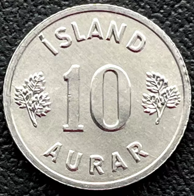 1971 ICELAND 10 Aurar Coin KM# 10a EXACT UNCIRCULATED COIN SHOWN Europe Coins