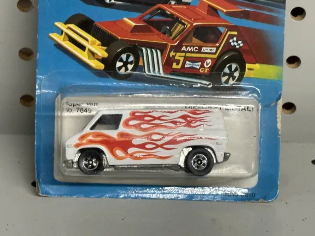 1979 Hot Wheels White Super Van With Flames No.7649 Black wall