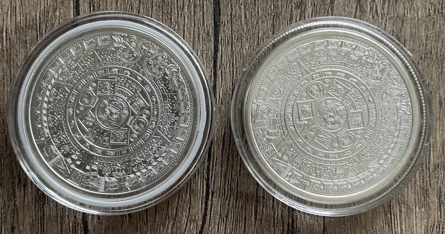 (2) Aztec One Troy Ounce 1 Oz .999 Fine Silver