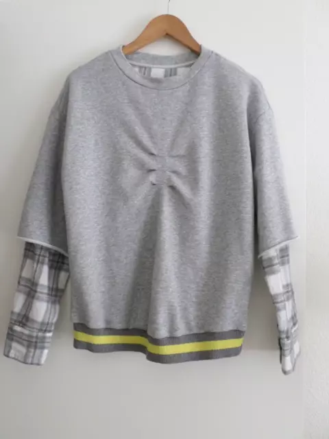 Le Superbe gray sweatshirt with flannel sleeves oversize size XS