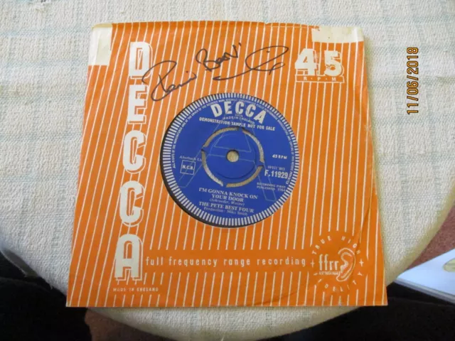 The Pete Best Four (Ex Beatles) I'm Gonna Knock On Your Door 7" Demo Signed Cov