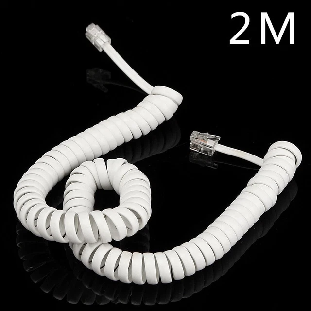 Cavo Telefonico Spirale RJ10 4 Fili 2m Bianco – Ricambio Resistente Per Telefoni Fissi - 5