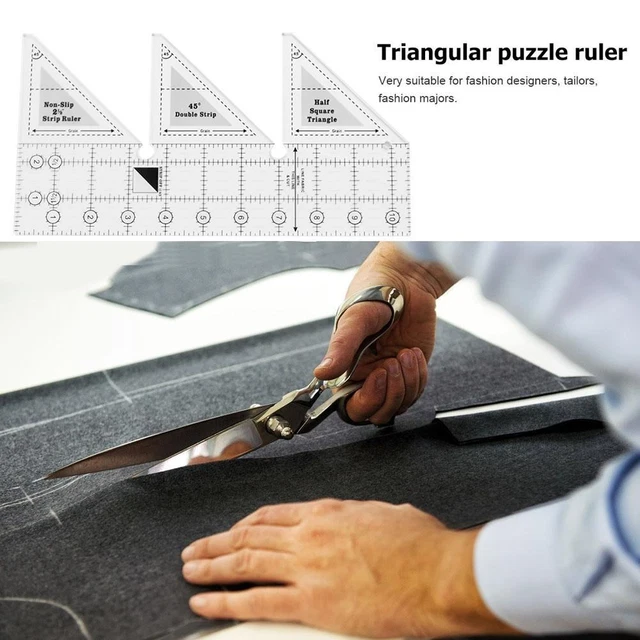 Regla de acolchado triangular 45 grados prenda de corte de tela artesanal (10 pulgadas)