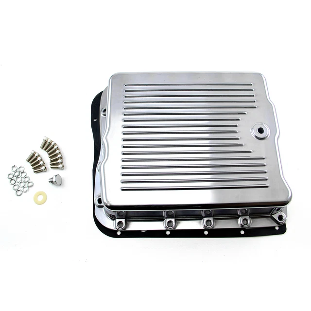 Turbo 700R4 Finned Aluminum Transmission Oil Pan Set Polised (w/Bolts & Gasket)