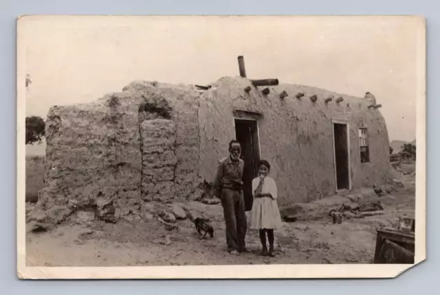 Chihuahuan Desert Adobe House "Modern Home" RPPC Antique Photo Mexico? 1910s