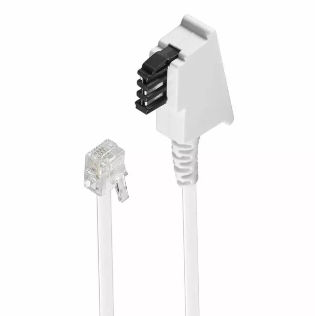 Telefonkabel 15m TAE F Stecker > RJ11 Stecker universal Belegung weiss weiß 15 m